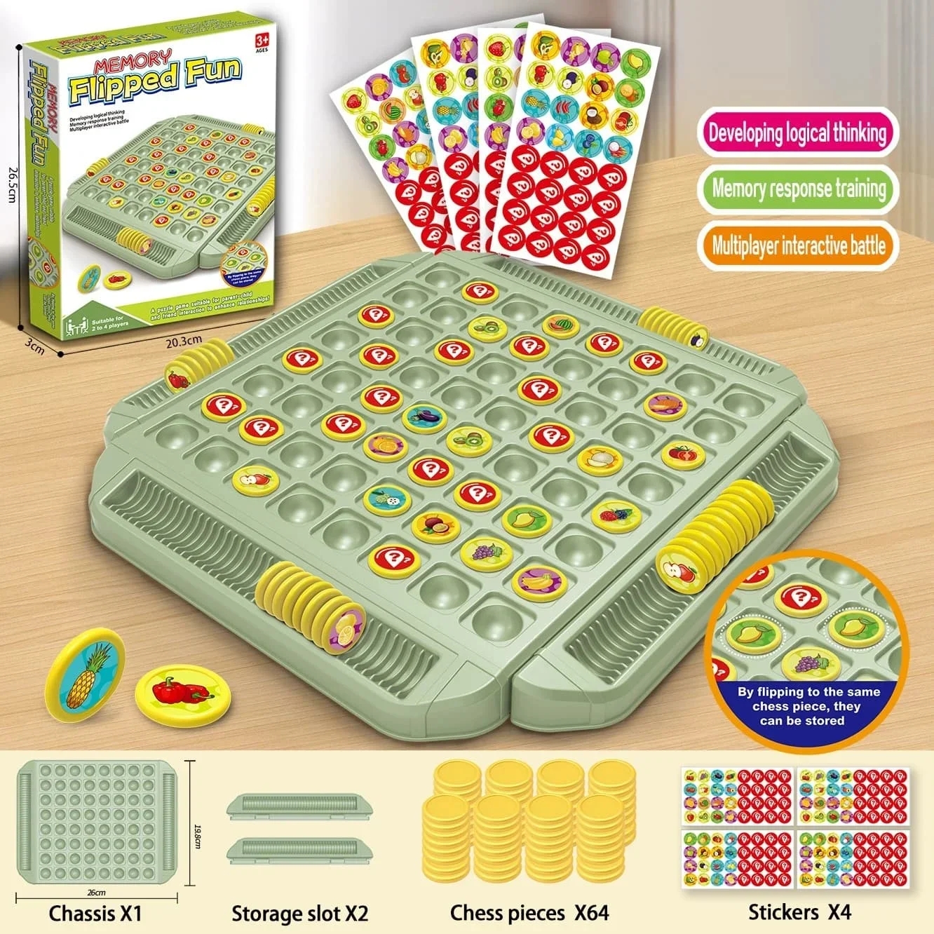 Board Game Flip 7 - Fruit Flip Chess Memory Match Challenge