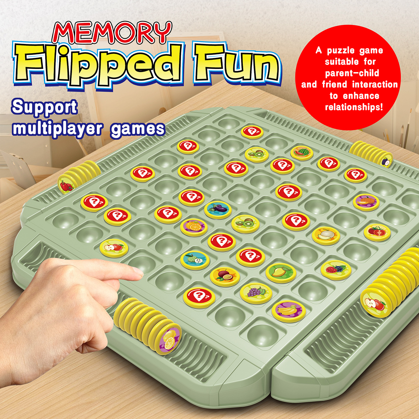 Board Game Flip 7 - Fruit Flip Chess Memory Match Challenge
