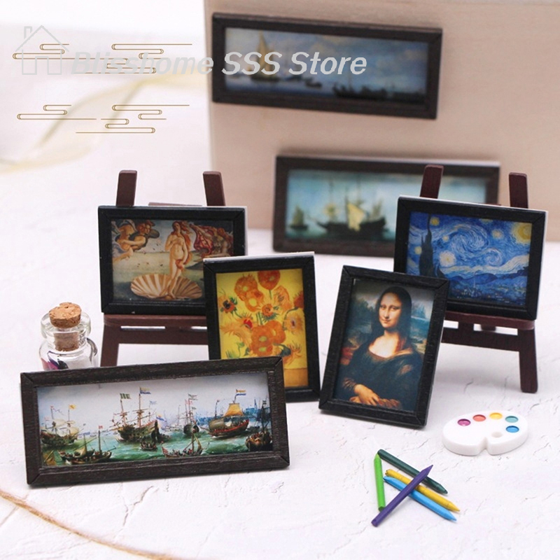 【S】8Pcs/Set 1:12 Dollhouse Min – Miniature Painting Set recenzja i cena