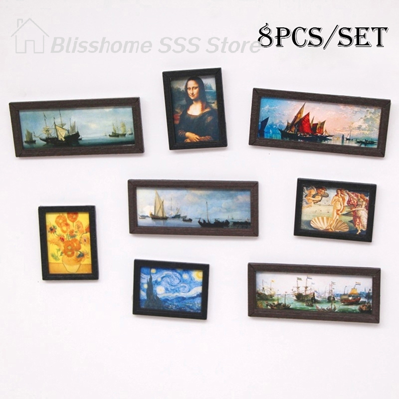 【S】8Pcs/Set 1:12 Dollhouse Min – Miniature Painting Set recenzja i cena