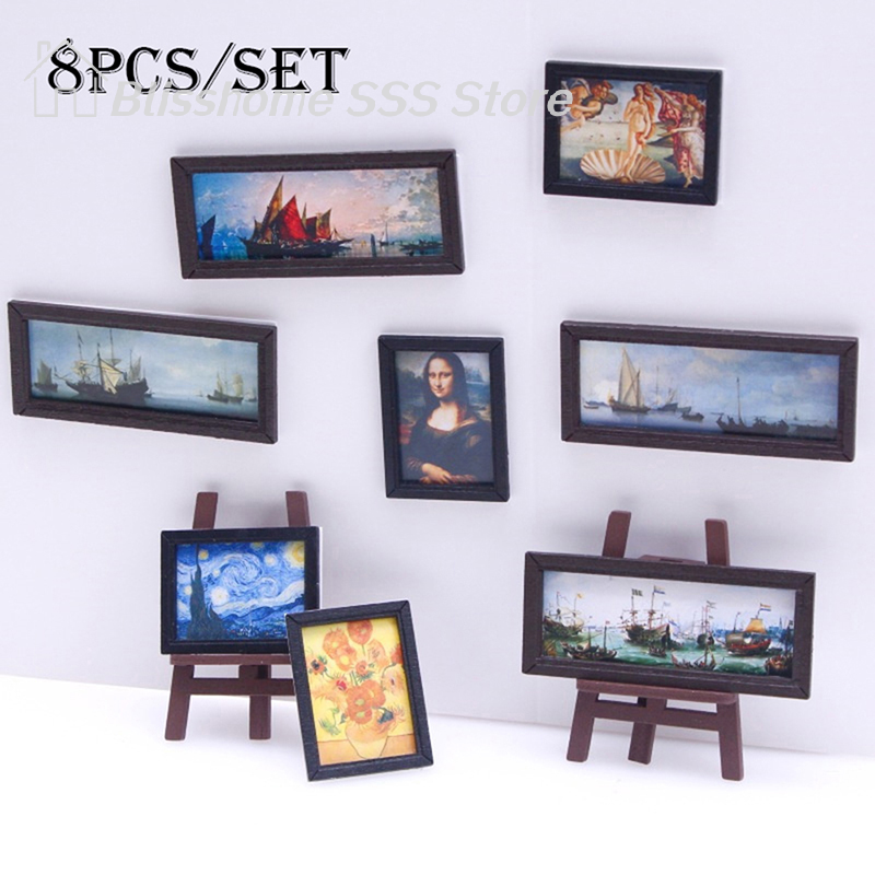 【S】8Pcs/Set 1:12 Dollhouse Min – Miniature Painting Set recenzja i cena